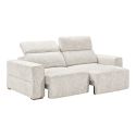 Canapé 3 places assises coulissantes électriques en tissu bouclé gris perle - HAVANA