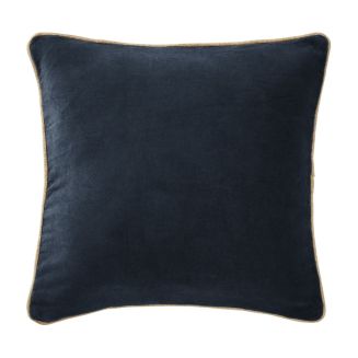 Coussin Déhoussable 45x45cm Velours de Coton Coloris Bleu nuit - HARRIS