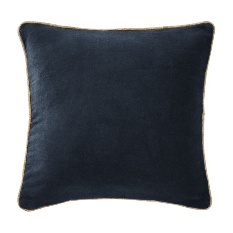 Coussin Déhoussable 45x45cm Velours de Coton Coloris Bleu nuit - HARRIS