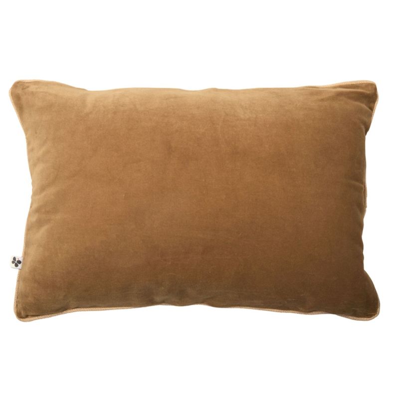 Coussin Déhoussable 40x60cm Velours de Coton Coloris Camel - HARRIS
