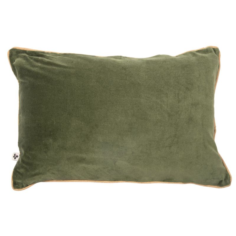Coussin Déhoussable 40x60cm Velours de Coton Coloris Thym - HARRIS