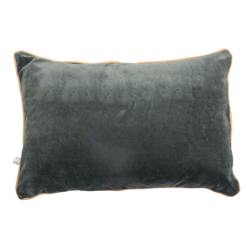 Coussin Déhoussable 40x60cm Velours de Coton Coloris Ardoise - HARRIS