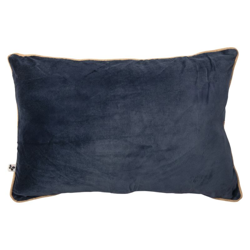 Coussin Déhoussable 40x60cm Velours de Coton Coloris Bleu nuit - HARRIS