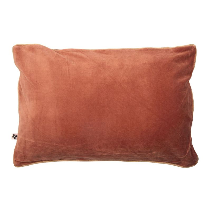 Coussin Déhoussable 40x60cm Velours de Coton Coloris Terracotta - HARRIS