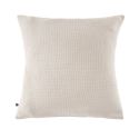 Taie d'oreiller 60x60cm en coton nid d'abeille coloris Pampa - ALMARA