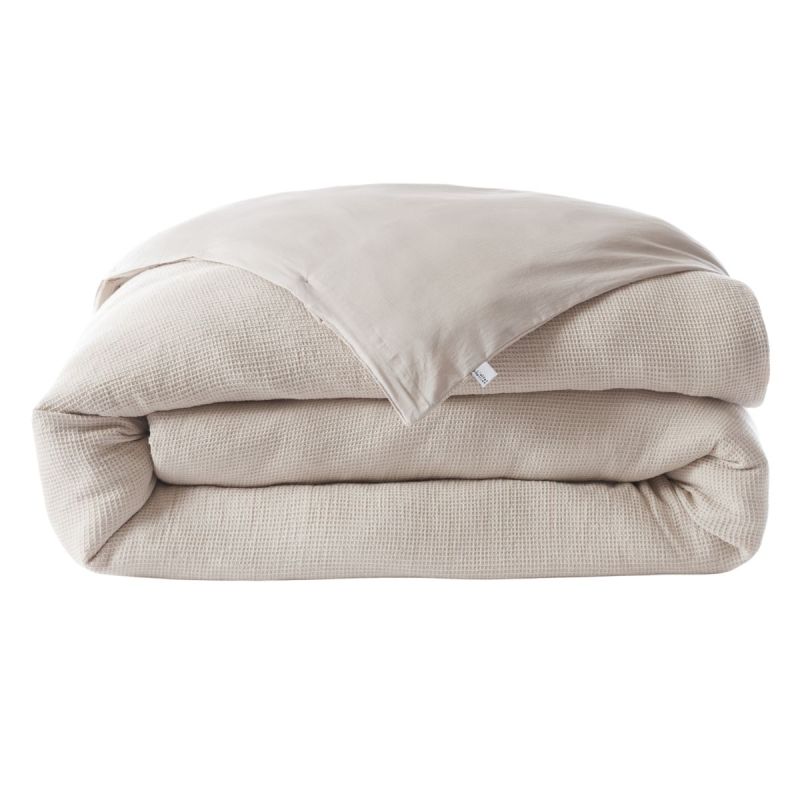 Housse de couette 260x240cm en coton nid d'abeille coloris Pampa - ALMARA