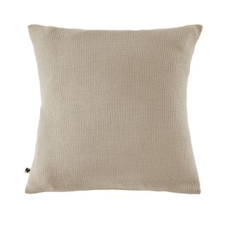 Taie d'oreiller 60x60cm en coton nid d'abeille coloris Ficelle - ALMARA
