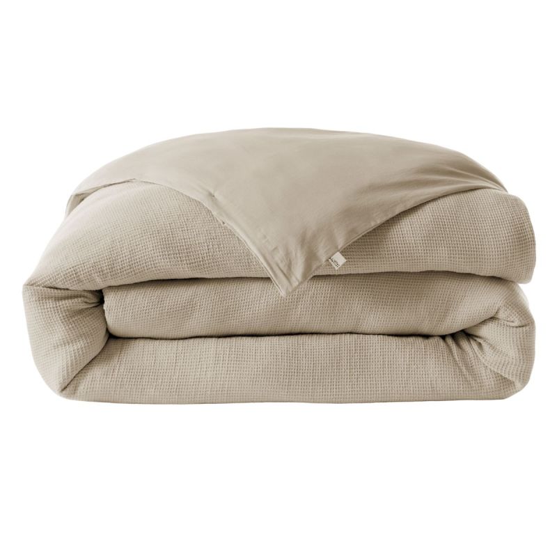 Housse de couette 260x240cm en coton nid d'abeille coloris Ficelle - ALMARA