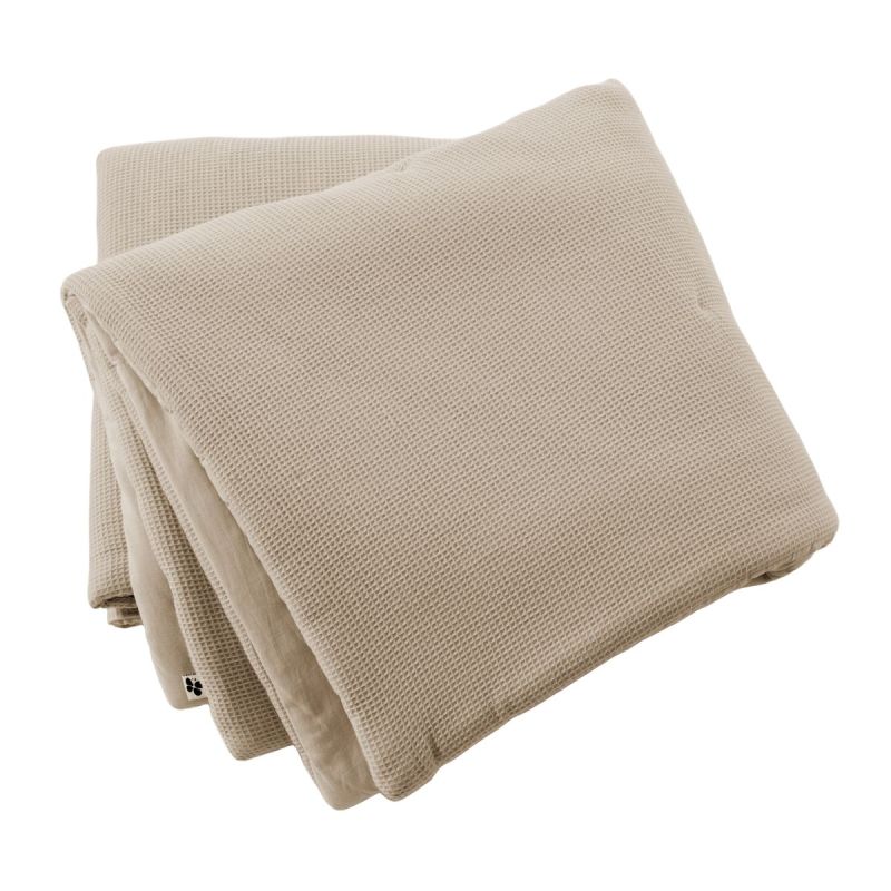 Chemin de lit 90x200cm en coton nid d'abeille coloris Ficelle - ALMARA