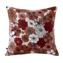 Taie d'oreiller 60x60cm gaze de coton imprimé Floral coloris terracotta - ANASTASIA