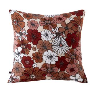 Taie d'oreiller 60x60cm gaze de coton imprimé Floral coloris terracotta - ANASTASIA