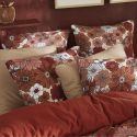 Taie d'oreiller 60x60cm gaze de coton imprimé Floral coloris terracotta - ANASTASIA