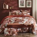 Taie d'oreiller 60x60cm gaze de coton imprimé Floral coloris terracotta - ANASTASIA