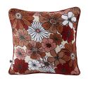 Coussin déhoussable 45x45cm gaze de coton imprimé Floral coloris terracotta - ANASTASIA