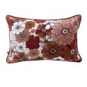 Coussin déhoussable 45x60cm gaze de coton imprimé Floral coloris terracotta - ANASTASIA