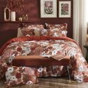 Housse de couette 240x220cm gaze de coton imprimé Floral coloris terracotta - ANASTASIA