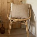 Coussin déhoussable 50x50cm coton tissage texturé coloris beige - ANTOINETTE