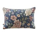 Coussin déhoussable 40x60cm velours imprimé floral coloris bleu - FAUSTINE