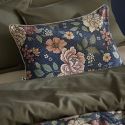 Coussin déhoussable 40x60cm velours imprimé floral coloris bleu - FAUSTINE