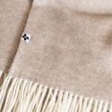 Plaid à franges 140x200cm en laine et cachemire beige uni - PACOME