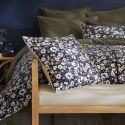 Coussin déhoussable 50x50cm velours imprimé petites fleurs coloris bleu marine - CORINNE