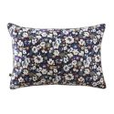 Coussin déhoussable 40x60cm velours imprimé petites fleurs coloris bleu marine - CORINNE