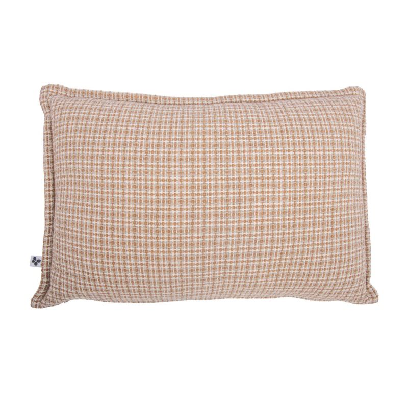 Coussin déhoussable 40x60cm coton tissage texturé coloris beige et blanc - ANTOINE