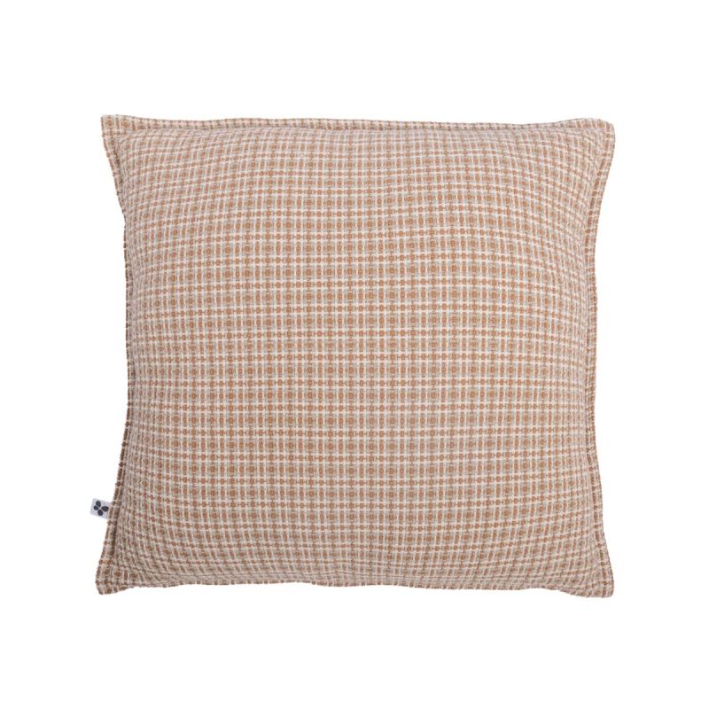 Coussin déhoussable 50x50cm coton tissage texturé coloris beige et blanc - ANTOINE