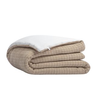 Chemin de lit 90x200cm coton tissage texturé coloris beige et blanc - ANTOINE