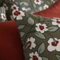 Taie d'oreiller 60x60cm gaze de coton imprimé Floral coloris vert - FLORIANE