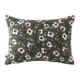 Taie d'oreiller 50x70cm gaze de coton imprimé Floral coloris vert - FLORIANE