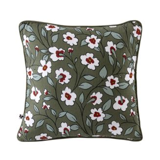 Coussin déhoussable 45x45cm gaze de coton imprimé Floral coloris vert - FLORIANE