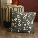 Coussin déhoussable 45x45cm gaze de coton imprimé Floral coloris vert - FLORIANE
