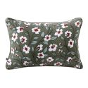 Coussin déhoussable 45x60cm gaze de coton imprimé Floral coloris vert - FLORIANE