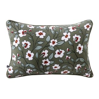 Coussin déhoussable 45x60cm gaze de coton imprimé Floral coloris vert - FLORIANE