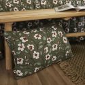 Coussin déhoussable 45x60cm gaze de coton imprimé Floral coloris vert - FLORIANE
