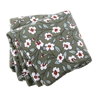 Chemin de lit 90x200cm gaze de coton imprimé Floral coloris vert - FLORIANE