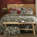Housse de couette 240x220cm gaze de coton imprimé Floral coloris vert - FLORIANE
