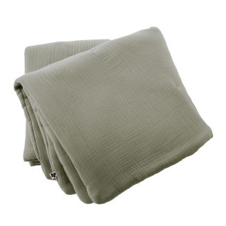 Chemin de lit 90x200cm gaze de coton uni coloris Romarin - INALIA