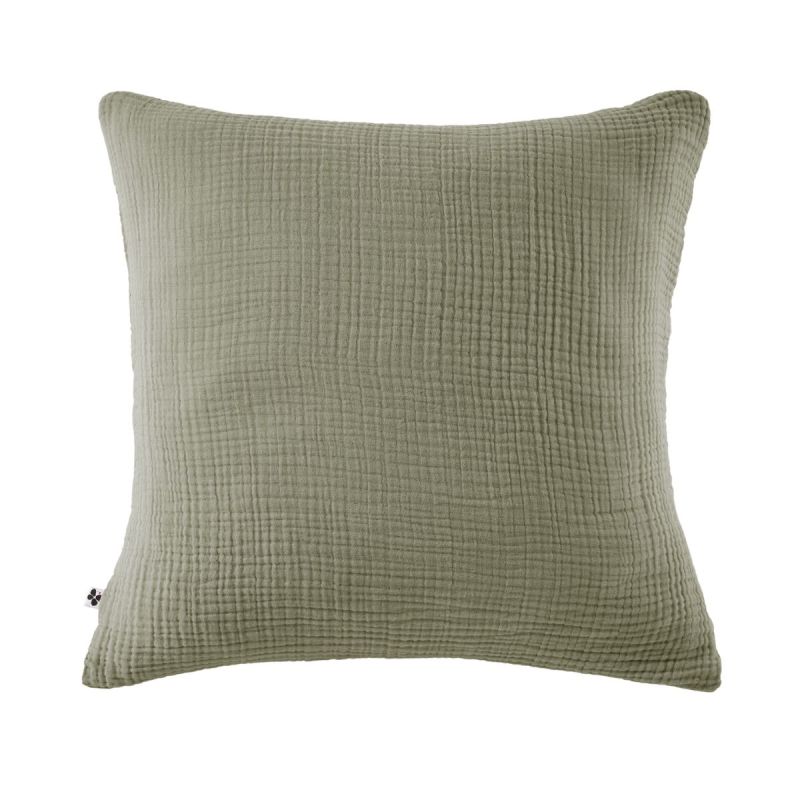 Taie d'oreiller 80x80cm gaze de coton coloris Romarin - INALIA