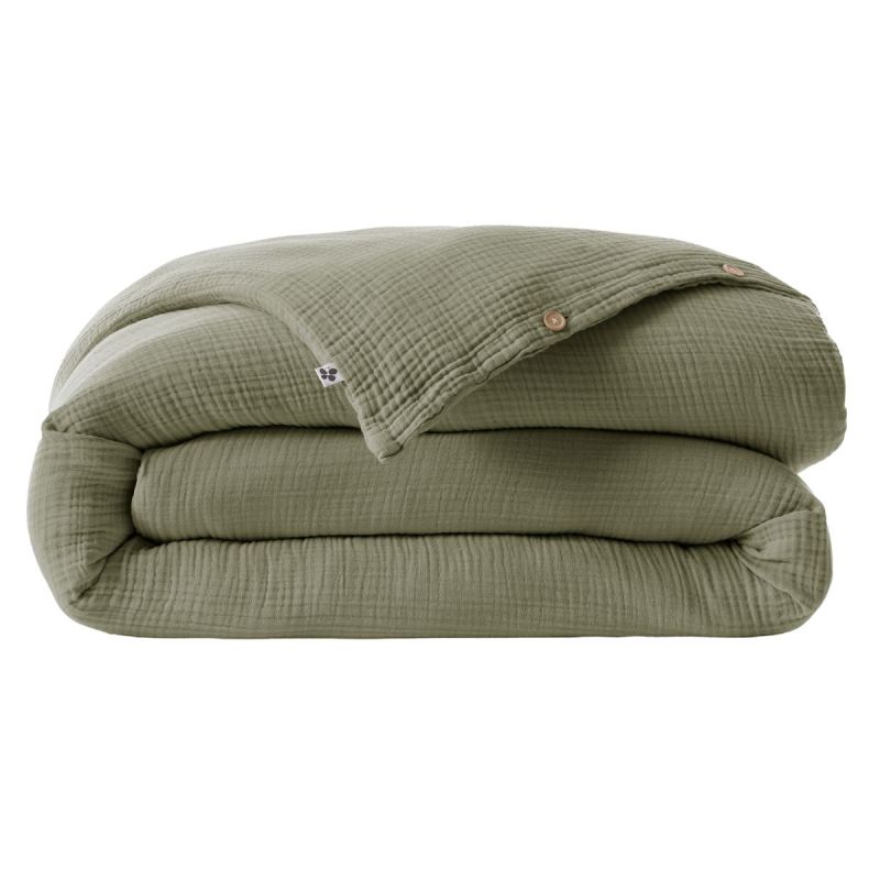 Housse de couette 260x240cm gaze de coton coloris Romarin - INALIA