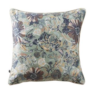 Coussin déhoussable 50x50cm velours imprimé floral coloris vert céladon - ISABEL