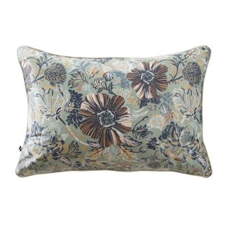 Coussin déhoussable 40x60cm velours imprimé floral coloris vert céladon - ISABEL