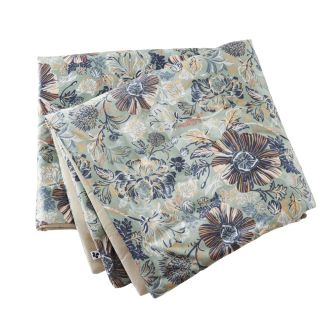 Chemin de lit 90x200cm velours imprimé floral coloris vert céladon - ISABEL