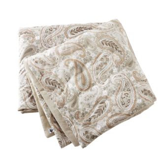 Chemin de lit 90x200cm velours imprimé cachemire coloris beige - VALESIA