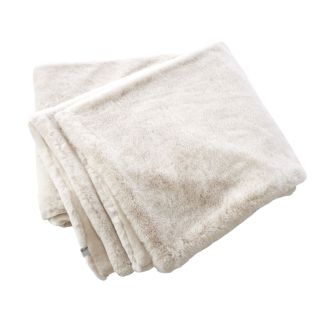 Chemin de lit 90x200cm fausse fourrure polyester coloris crème - ROZENN