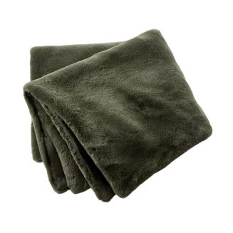 Chemin de lit 90x200cm fausse fourrure polyester coloris vert - ROZENN