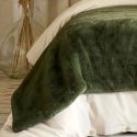 Chemin de lit 90x200cm fausse fourrure polyester coloris vert - ROZENN