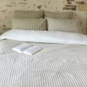 Housse de couette 240x220cm coton tissage texturé coloris beige et blanc - TIMEA