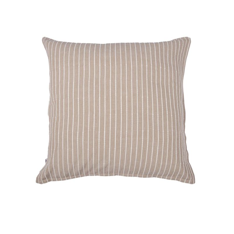 Taie d'oreiller 60x60cm coton tissage texturé coloris beige et blanc - TIMEA